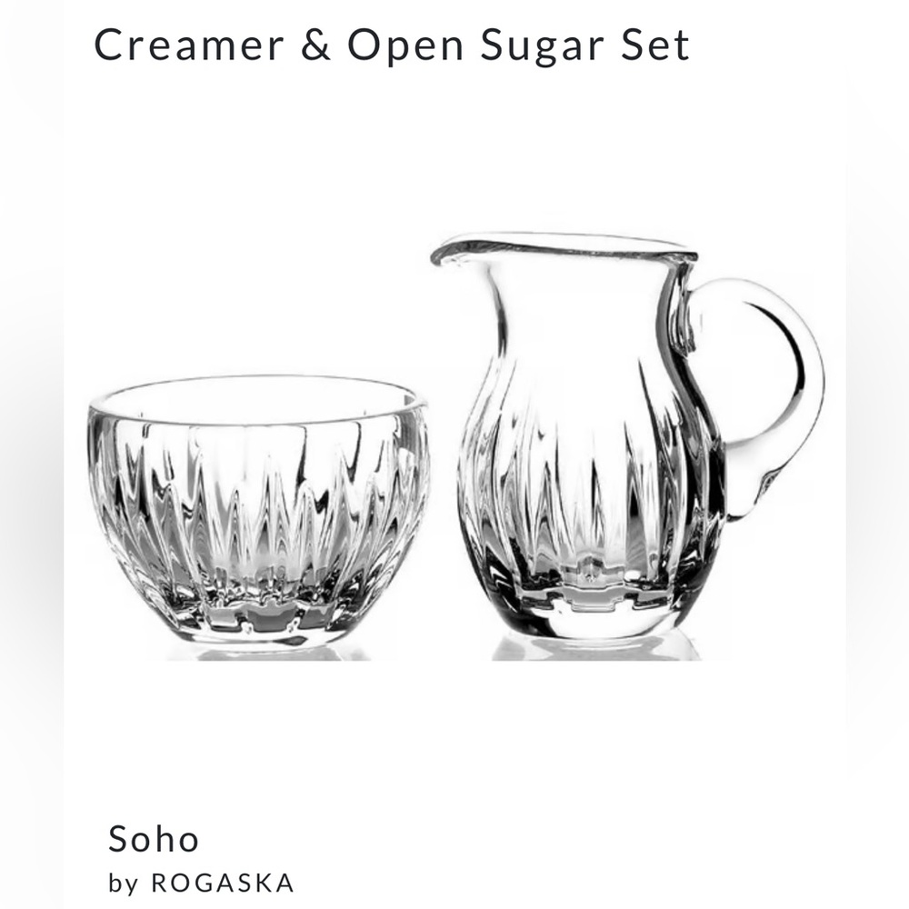 Rogaska Soho Crystal Open Sugar Bowl & Creamer  Set. EUC